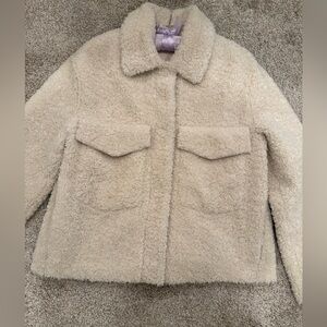 Zara Women's Cream fluffy jacket/coat